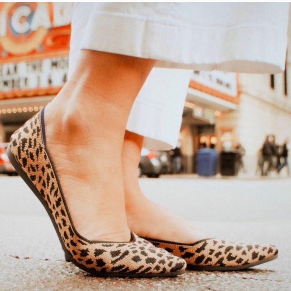 Rothy's The Point Flats Slipons Retired Leopard Print Sz. 8.5 Animal Print